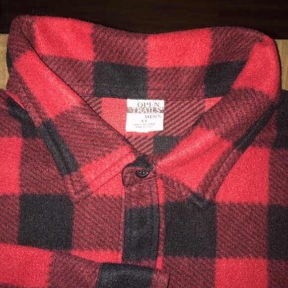 Open Trails Red Plaid Long Sleeve Button Up Flannel Shirt Mens Size XL Outdoors - Picture 3 of 9